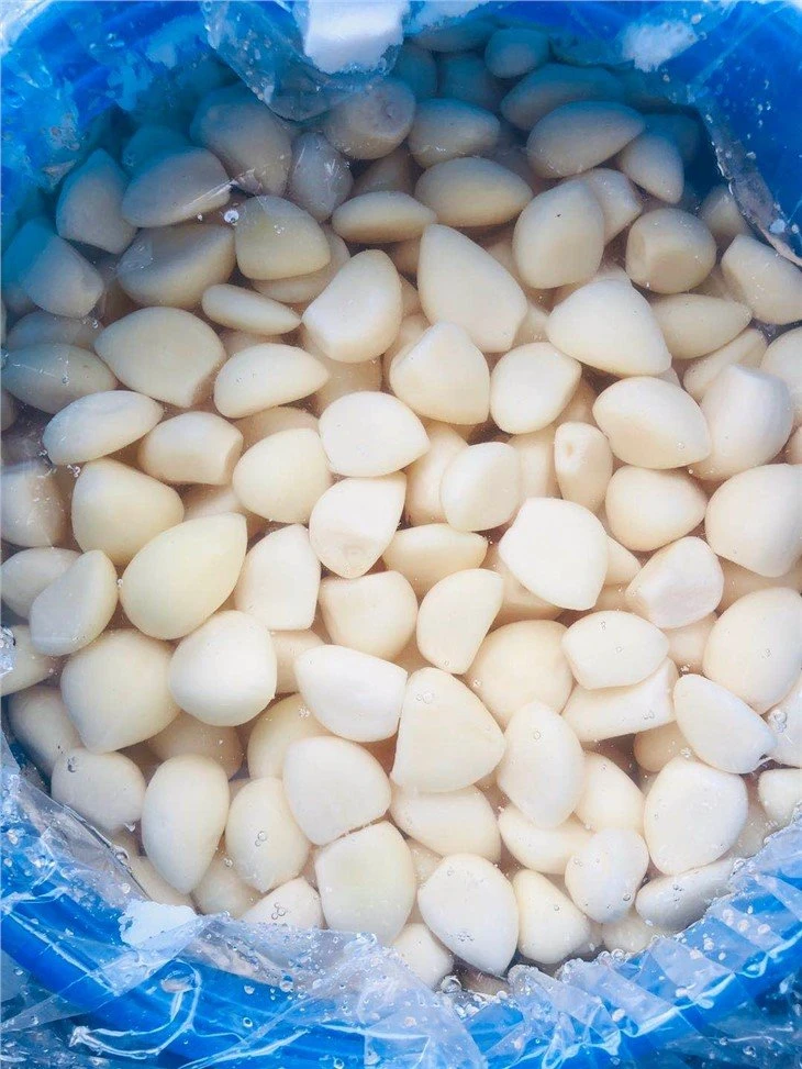 First grade white garlic cloves in brine in barrel